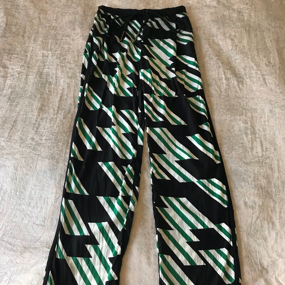 Derek Lam 10 Crosby Black&Green Silk Pant (SIZE 0)